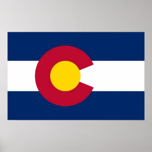 Ramutskrift med Colorado Flagga, USA Poster