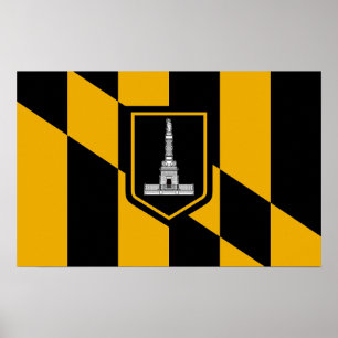 Ramutskrift med Flagga av Baltimore, USA Poster