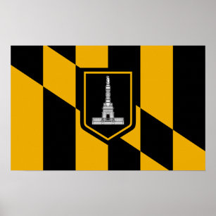 Ramutskrift med Flagga av Baltimore, USA Poster