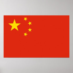 Ramutskrift med Flagga av China Poster