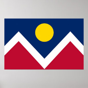 Ramutskrift med Flagga av Denver, Colorado, USA Poster