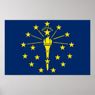 Ramutskrift med Flagga av Indiana, USA Poster