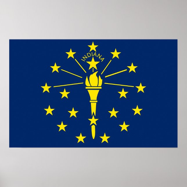 Ramutskrift med Flagga av Indiana, USA Poster (Framsidan)