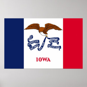 Ramutskrift med Flagga av Iowa, USA Poster