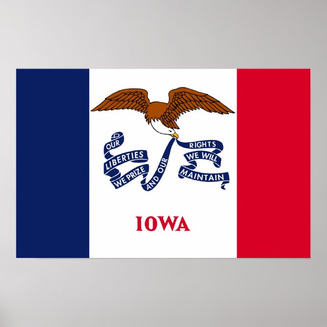 Ramutskrift med Flagga av Iowa, USA Poster (Framsidan)