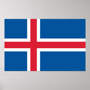 Ramutskrift med Flagga av Island Poster