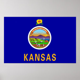 Ramutskrift med Flagga av Kansas, USA Poster