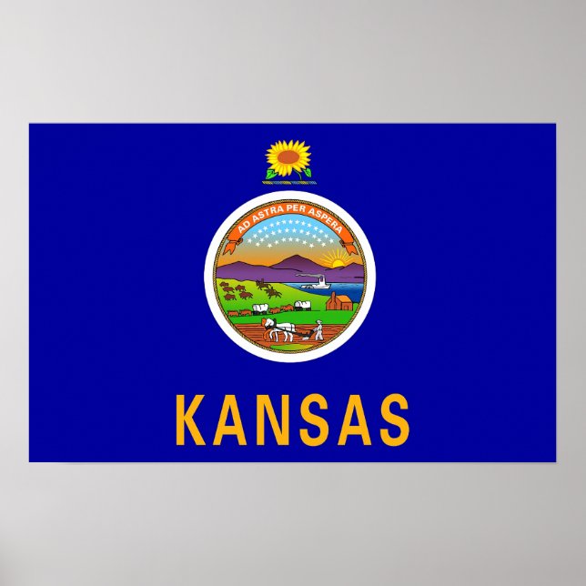 Ramutskrift med Flagga av Kansas, USA Poster (Framsidan)