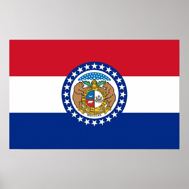 Ramutskrift med Flagga av Missouri, USA Poster (Framsidan)