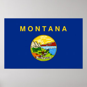 Ramutskrift med Flagga av Montana, USA Poster