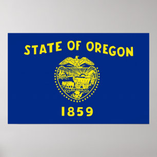 Ramutskrift med Flagga av Oregon Poster