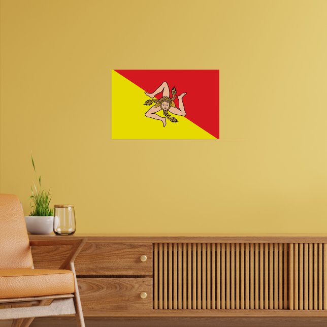 Ramutskrift med Flagga av Sicilien, Italien Poster (Vardagsrum 2)