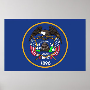 Ramutskrift med Flagga av Utah, USA Poster