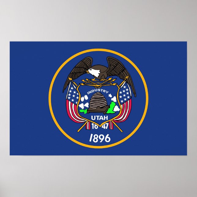 Ramutskrift med Flagga av Utah, USA Poster (Framsidan)