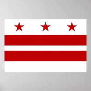 Ramutskrift med Flagga av Washington DC, USA Poster
