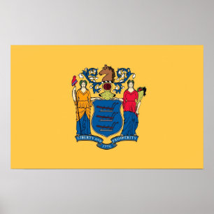Ramutskrift med Flagga i New jersey, USA Poster