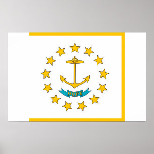 Ramutskrift med Flagga i Rhode island, USA Poster