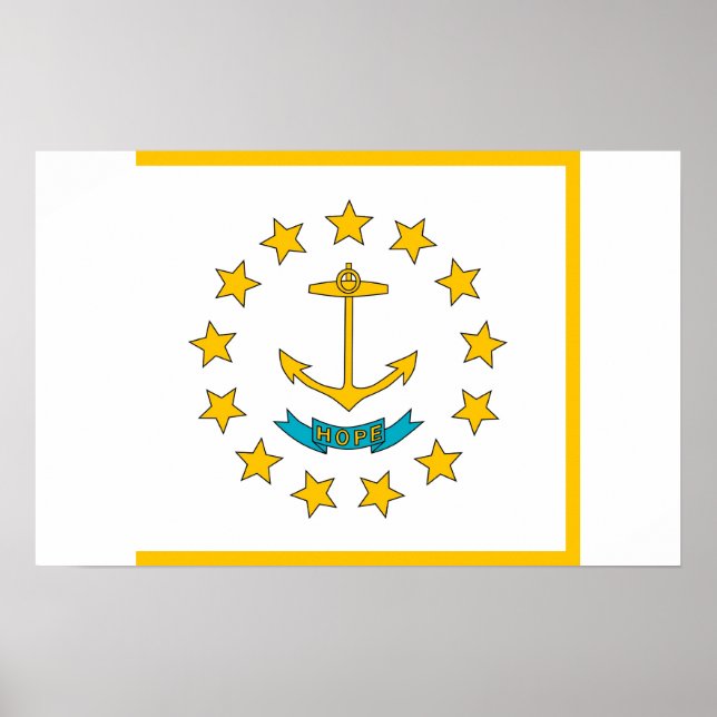 Ramutskrift med Flagga i Rhode island, USA Poster (Framsidan)