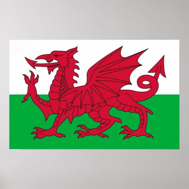 Ramutskrift med Wales Flagga Poster (Framsidan)