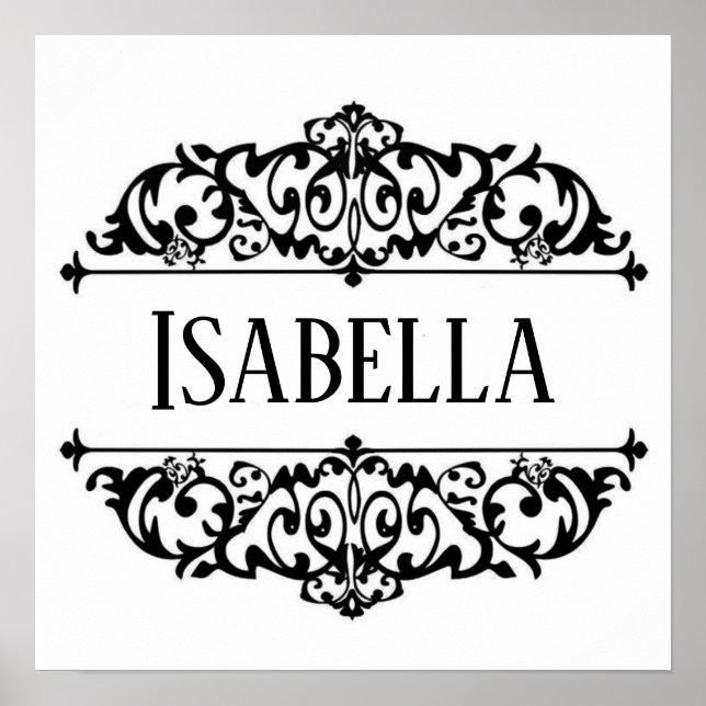 Ramverk med filigran och personligt namn  poster (Framsidan)