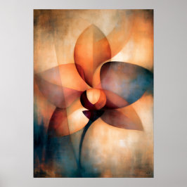 Ran Orchid Kubistisk Blommig Abstraktion Poster