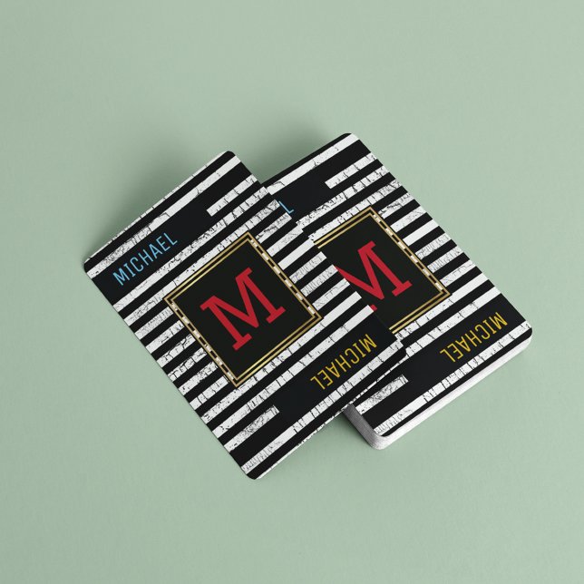Ranade svarta spelkort med monogram (stylish monogram )