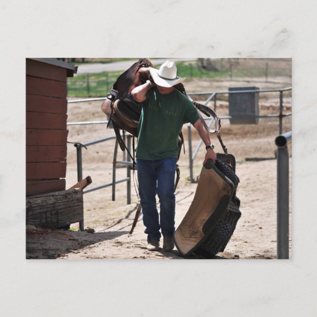 Ranch Cowboyen med sadeln Vykort (Framsida)