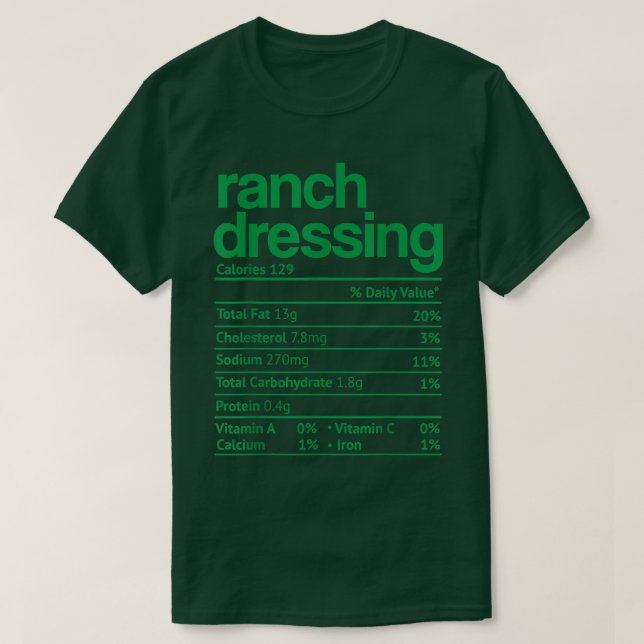 Ranch Dressing Nutrition Fact Funny Thanksgiving C T Shirt (Design framsida)