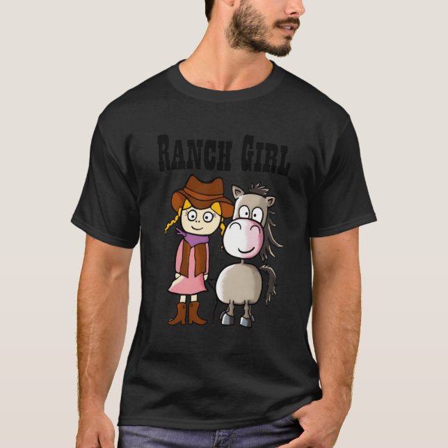 Ranch Girl with Horse Boy T Shirt (Framsida)