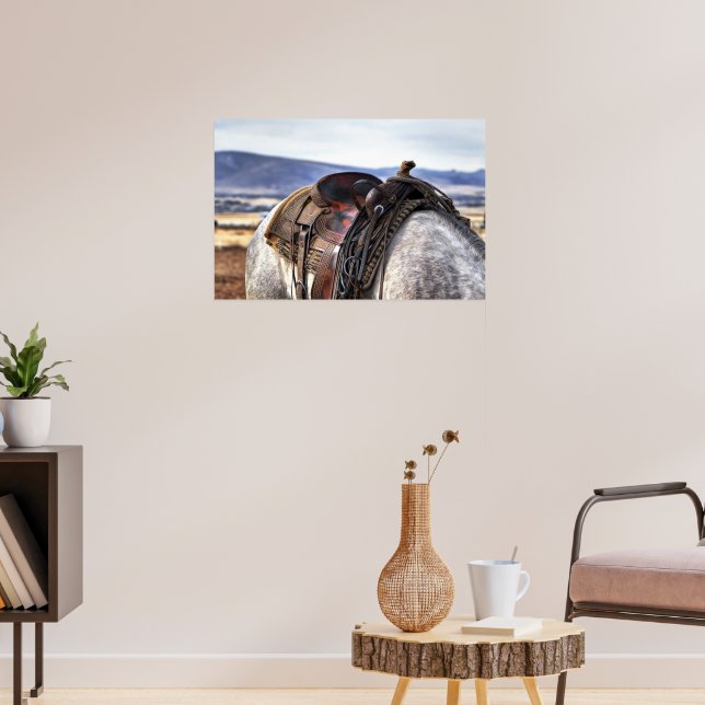 Ranch Horse & Saddle Print Poster Artwork Mural (Vardagsrum 3)