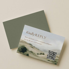 Ranch Utomhus Bröllop RSVP QR-kod Kort