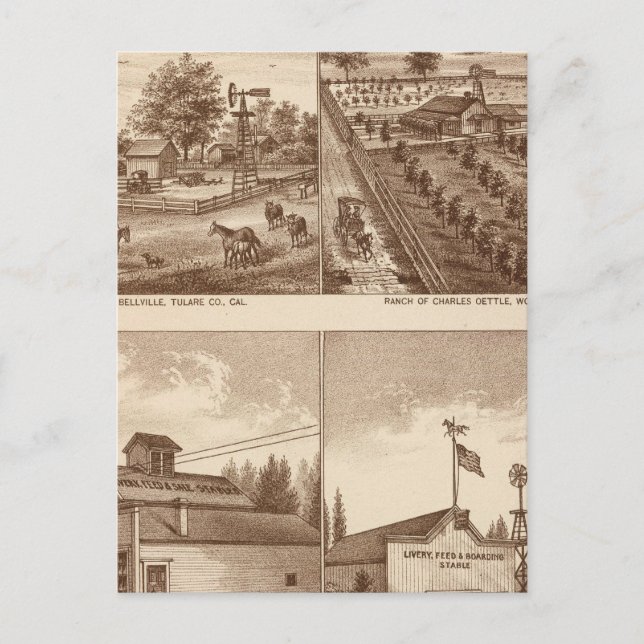 Ranches, stables, Tulare Co, Cal Vykort (Framsida)