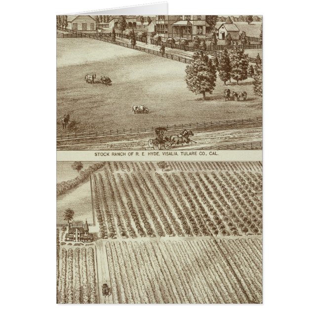 Ranches, Visalia, Tulare, Cal Hälsningskort (Framsidan)