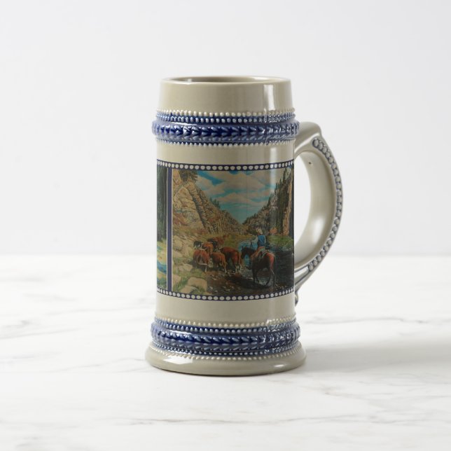 Ranchhäst, Hereford, svart Angus nötkreatur, flod Sejdel (Framsida höger)