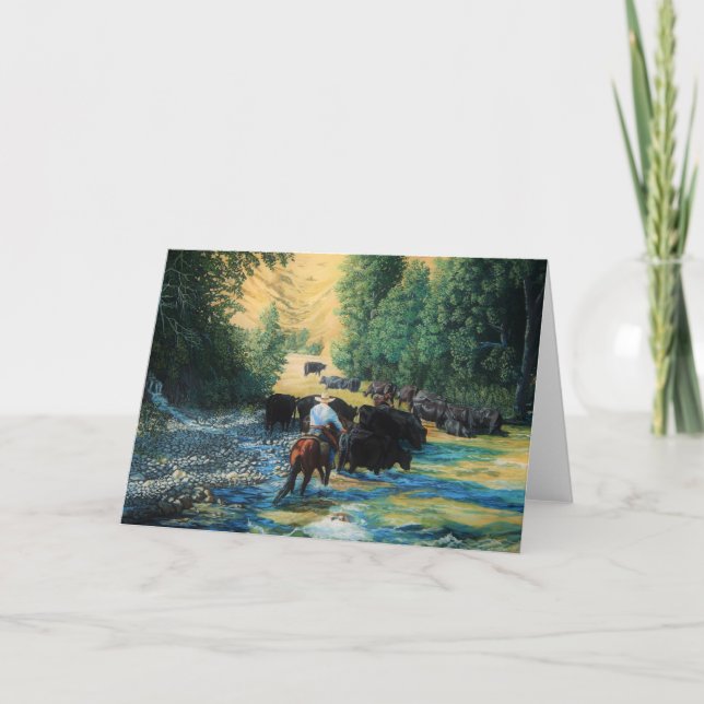 Ranchhäst och drev och flod för Angus Kort (Framsida)