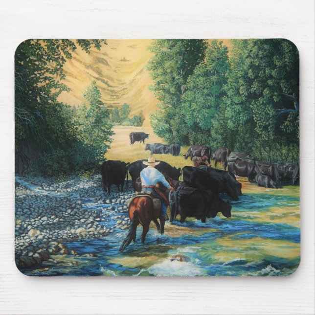 Ranchhäst och drev och flod för Angus Musmatta (Framsidan)