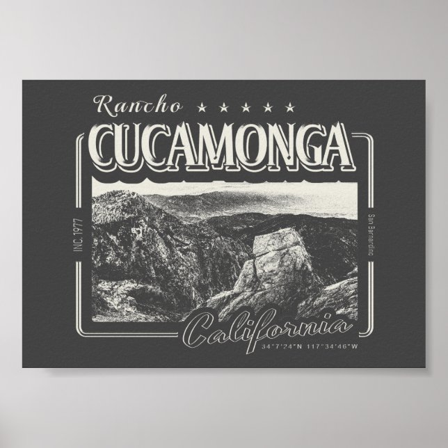 RANCHO CUCAMONGA CALIFORNIA - CUCAMONGA PEAK POSTER (Framsidan)