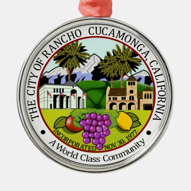 Rancho Cucamonga (Kalifornien) City Seal Julgransprydnad Metall (Framsidan)