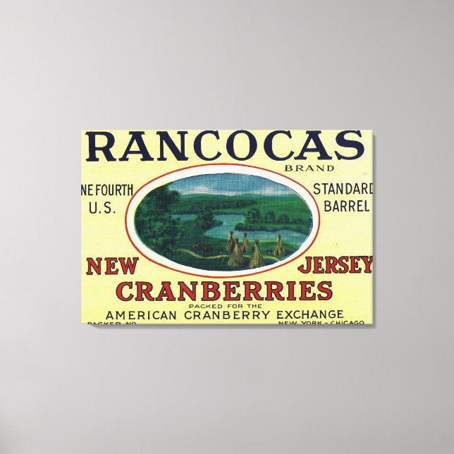 Rancocas Brand Cranberry Label Canvastryck (Framsida)