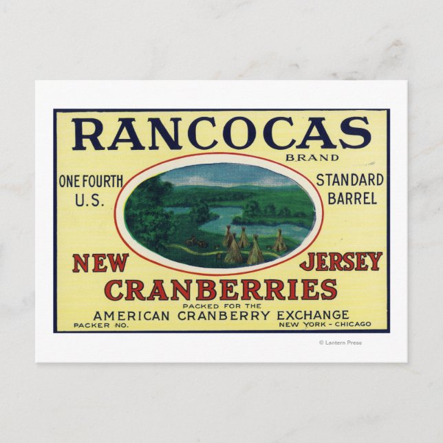 Rancocas Brand Cranberry Label Vykort (Framsida)