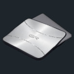 rand accent Laptop sleeve i silver<br><div class="desc">Bild av en metallisk bakgrund av silver-grått med två glansigt silver rand-accent. Valfritt monogram.</div>