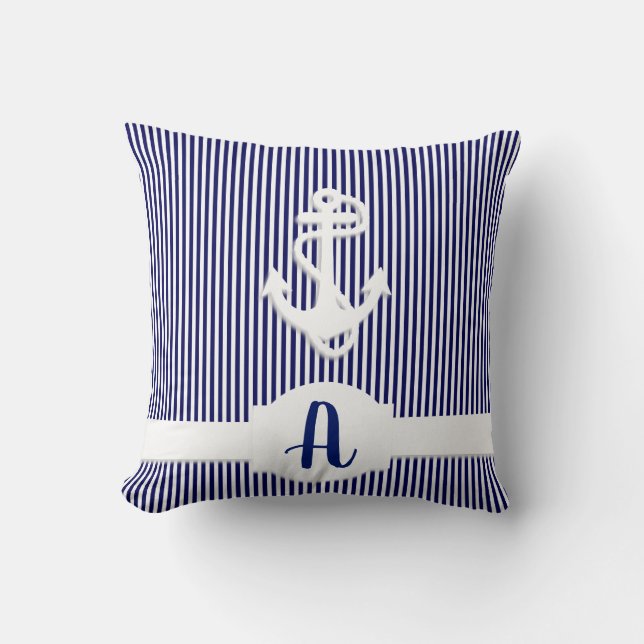 Rand & Anchor Monogram-Anpassningsbar Kudde (Framsida)