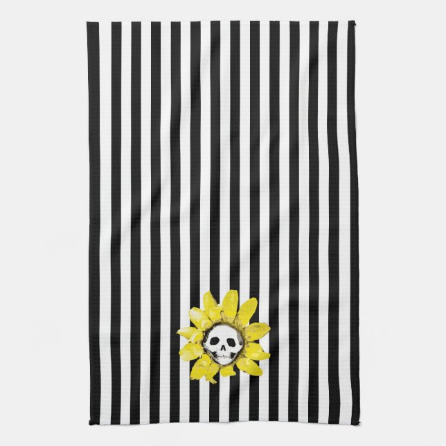RAND ANY FÄRG! Skull Solros Tea Towel Kökshandduk (Vertikal)