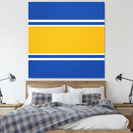 Rand av guld Gult Vit Tävla på ljusblå Canvastryck