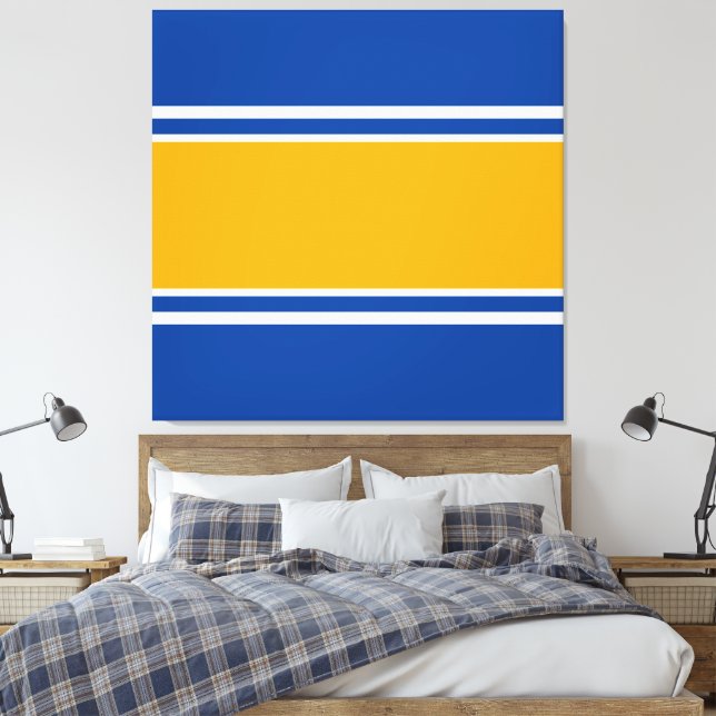 Rand av guld Gult Vit Tävla på ljusblå Canvastryck (Insitu (sovrum))