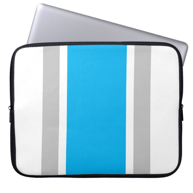 Rand av ljusblå Grått-vit Tävla i Himmel Laptop Fodral (Framsidan)