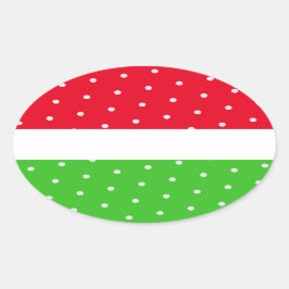 Rand av ljusgurka med rött Lime Green White Ovalt Klistermärke