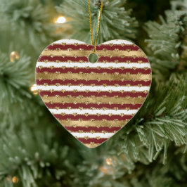 Rand av Red Hearts Glitter Guld Julgransprydnad Keramik