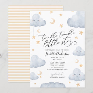 Rand Baby Star Gult Baby Shower Inbjudningar