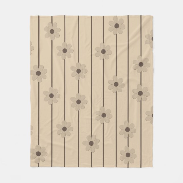 Rand Beige Tropical Blommigt Botanical Summer Fleecefilt (Framsidan)